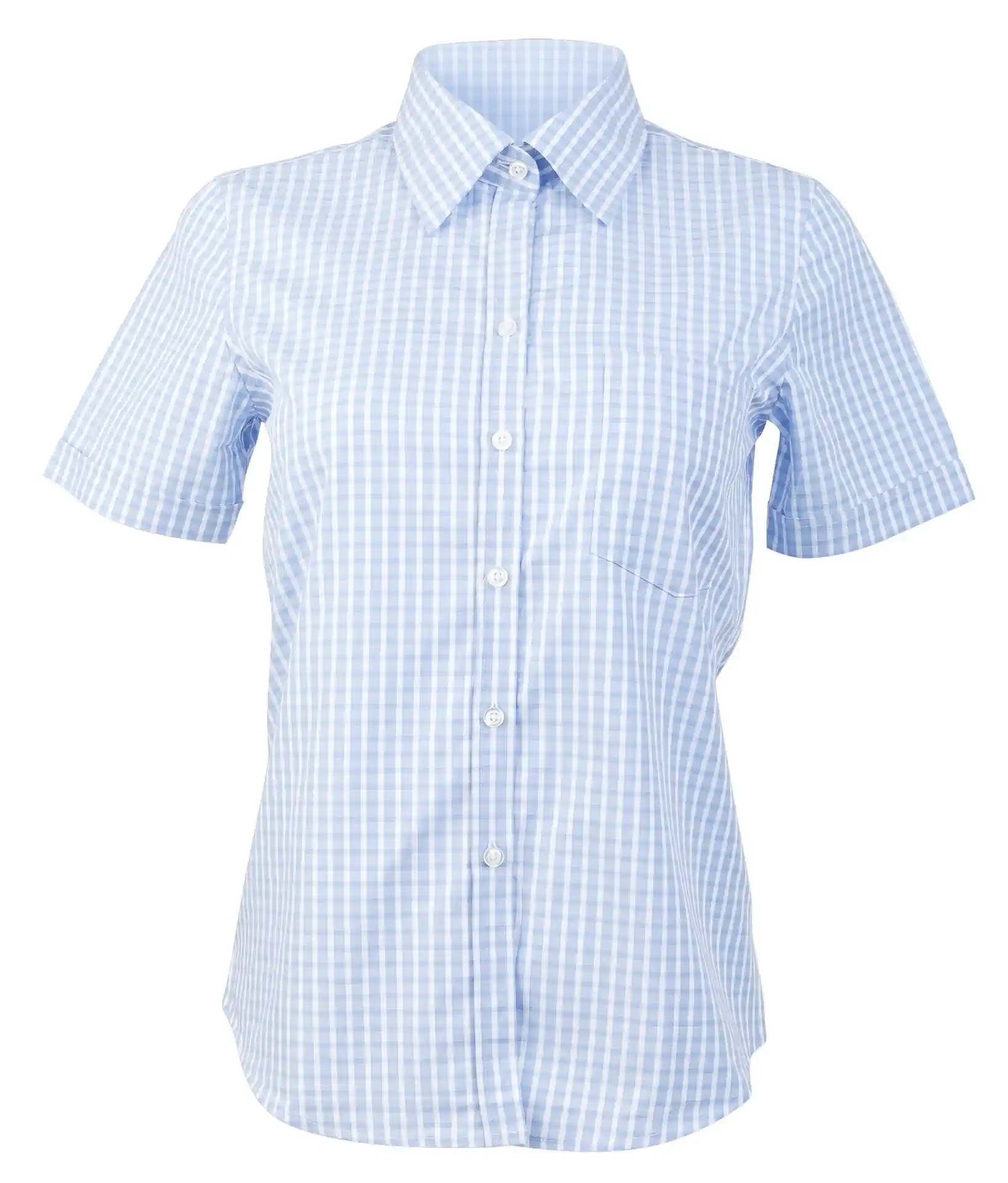 เสื้อเชิ้ตลายสก็อตสีฟ้าขาว สไตล์คลาสสิก