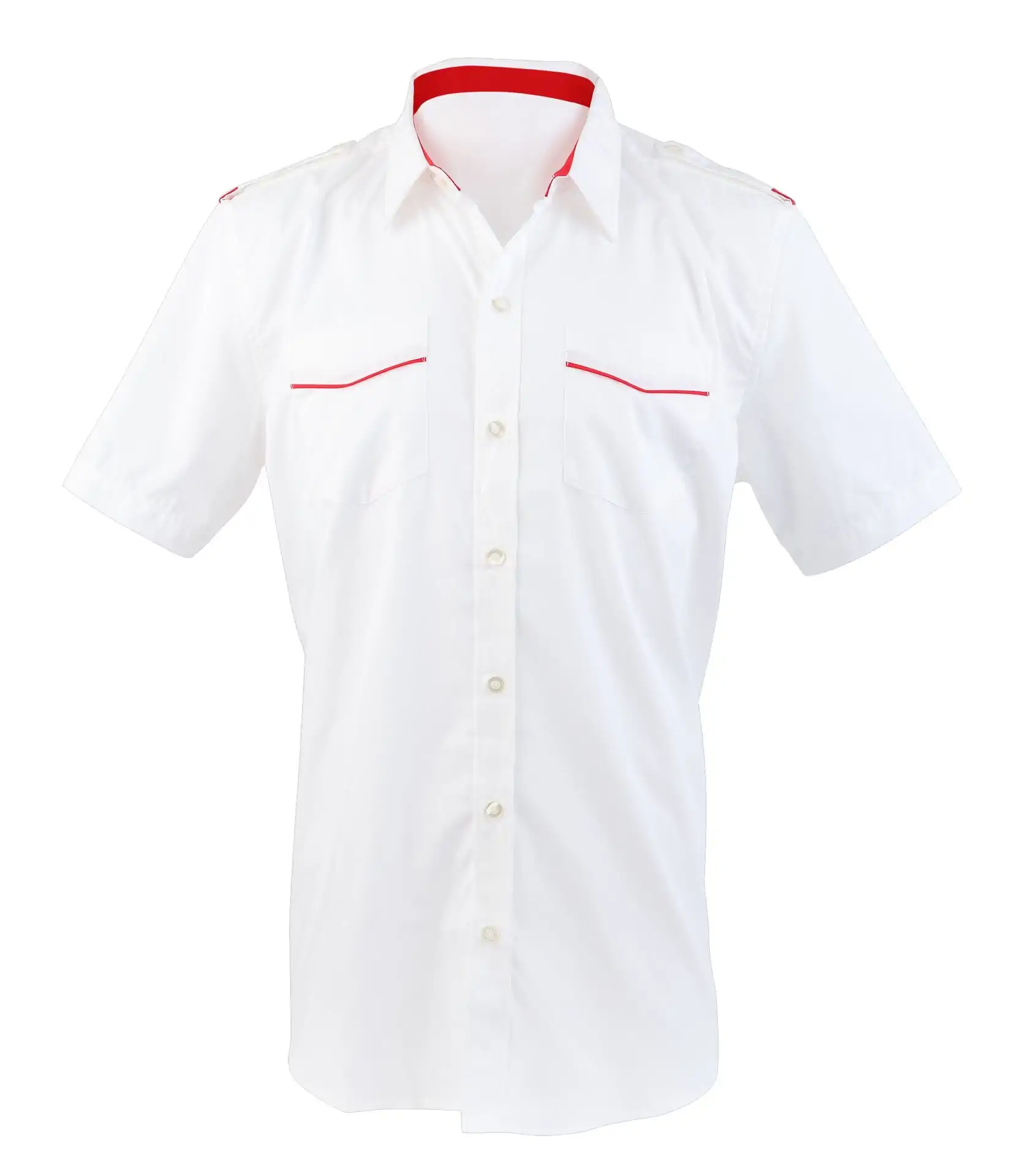 เสื้อเชิ้ตแขนสั้นสีขาวสะอาดตา